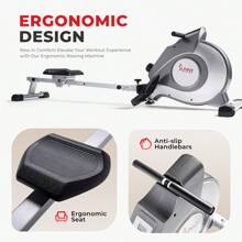 Magnetic Rowing Machine With LCD Monitor With 8-Level Resistance, Extended Slide Rail & Digital LCD Display - Sunny Health & Fitness SF-RW5515 Cardio Exercise Silver Adjustable Full Body Low Impact Durable Space Saving Compact Easy Storage Quiet Operation Comfortable Pedals Appareil D'escalade Pliable Pour Exercices Cardio Verticaux Rowing Machine Foldable Machines Exercise Aparato Para Aser Videos With Course Monitor Aluminum Alloy Equipment Display - Silver - View 7