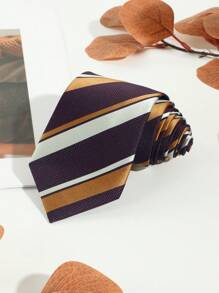 1條男士時尚條紋和點點紋簡約領帶,適合派對和活動服裝 - 彩色 - 查看 2