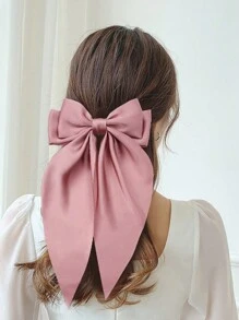 6pcs Bow Hair Accessories, Big Size Long Tail Aesthetic Hair Clips, Silk Ribbon Bow Hair Ties, Ponytail Holders For Girls - Multicolor - View 4