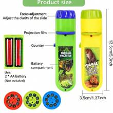 1 件投影手电筒儿童玩具，儿童投影仪灯，可爱卡通恐龙动物太空美人鱼夜照灯，睡前学习趣味婴儿玩具，由 2 节 AA 电池供电（不包括），男孩女孩儿童//圣诞派对玩具游戏礼物，恐龙夜灯，学习，男孩玩具 - 彩色 - 查看 2