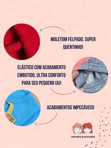 Conjunto de moletom para MENINOS com capuz estampado - Azul Marinho - Visão 7