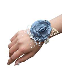 1 件適合新郎和新娘的婚禮胸花（珍珠、水鑽、彩色鑽石、人造玫瑰金葉） - 彩色 - 查看 11