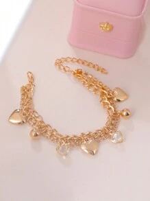 CVNANA 1入組8吊墜夏天高跟鞋,心,貝殼吊墜手環適用於海洋和海灘戀人,生日禮物帶皇冠和埃菲爾鐵塔手鏈 - 金黃色 - 查看 6