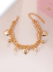 CVNANA 1入組8吊墜夏天高跟鞋,心,貝殼吊墜手環適用於海洋和海灘戀人,生日禮物帶皇冠和埃菲爾鐵塔手鏈 - 金黃色 - 查看 7