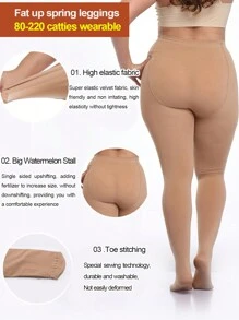 1 pieza Medias de terciopelo de 120D, súper talla grande de 80-250 libras, cintura alta, con estribo, suave y cómoda para mujer, uso casual o formal delgado para primavera y otoño