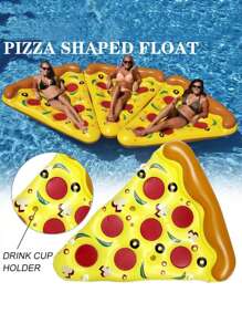1pc Pizza Slice Inflatable Float With Drink Holder, Multi-Person Thickened Inflatable Lounger For Adults, Random Style Beach Essentials Swimming Games - Multicolor - View 2