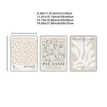 3pcs Unframed Neutral Wall Art Prints Set, Including Picasso, Matisse & Gallery Styled Posters, Matisse Posters, Beige Exhibition Posters, Vintage Wall Art, Canvas Art, Retro Posters, Room Wall Decoration Gifts Birthday Graduation