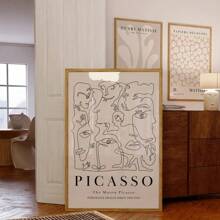 3pcs Unframed Neutral Wall Art Prints Set, Including Picasso, Matisse & Gallery Styled Posters, Matisse Posters, Beige Exhibition Posters, Vintage Wall Art, Canvas Art, Retro Posters, Room Wall Decoration Gifts Birthday Graduation