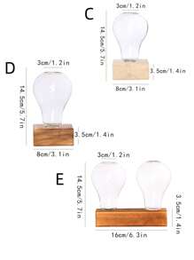 1入組桌面圓形玻璃盆栽,有木質支架的玻璃花瓶,可用於繁殖小型水培植物家居辦公室裝飾