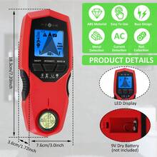Stud Finder Wall Scanner 7 In 1 Multifunctional Electronic Stud Sensor With LCD Display AC Wire Detector Wall Wood Metal Stud Detector Portable Joist Finder Beam Sensor Detector - Red - View 5