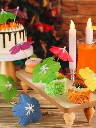 10/20/30 件饮料伞鸡尾酒签遮阳伞鸡尾酒伞棒配木牙签夏季夏威夷纸杯蛋糕装饰伞棒热带婚礼派对装饰随机颜色