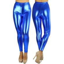ToBeInStyle Women's Shiny Faux-Leather Legging - 藍色 - 查看 2