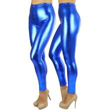 ToBeInStyle Women's Shiny Faux-Leather Legging - 藍色 - 查看 3