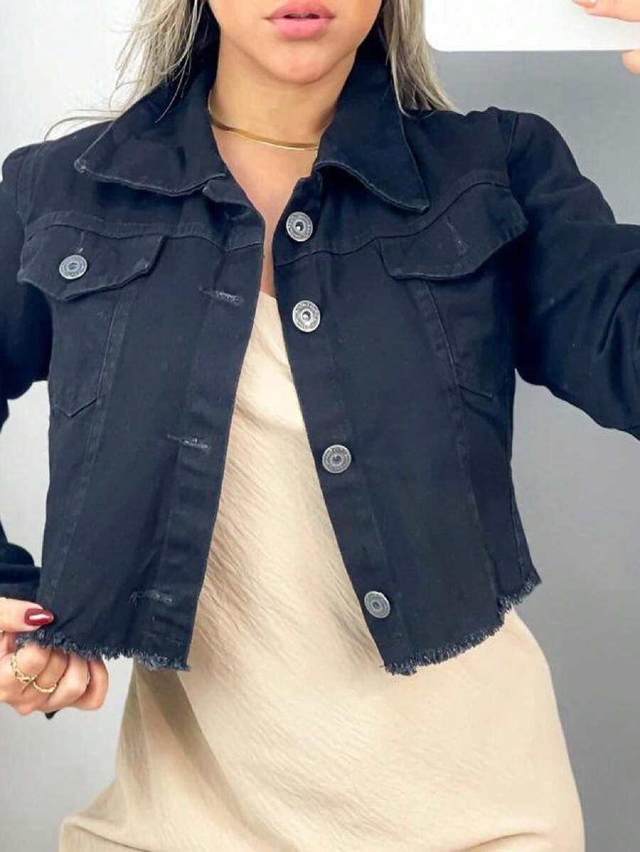 Women Denim Jackets & Coats - màu đen - Xem 1