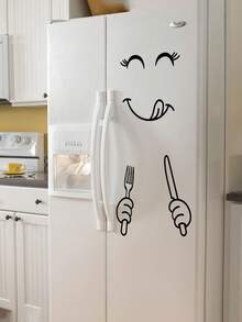 1入組卡通臉冰箱貼紙（隨機部分）供兒童使用,藝術創意有趣的貼紙！ - 黑色 - 查看 2