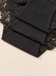 APRSEA 3pcs Women's Lace Panties, Minimalist & Comfortable, High-Waist Briefs - Black - View 7