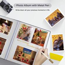 1pc Self-Adhesive Album, 28x27cm, With Window Cutout, 40 Sheets Linen Pages & Metal Pen, Diy Anniversary Scrapbook, Perfect For Baby, Wedding, Family Gifts Birthday Graduation