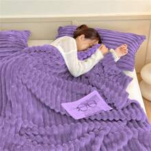 1 件纯色可爱毛绒毯，柔软亲肤毛绒毯，多尺寸、多功能毯，适用于旅行、空调、夏季、床、沙发、户外、办公室、卧室装饰、全年使用，是送给朋友和家人的完美礼物 - 彩色 - 查看 6