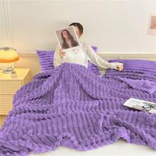 1 件纯色可爱毛绒毯，柔软亲肤毛绒毯，多尺寸、多功能毯，适用于旅行、空调、夏季、床、沙发、户外、办公室、卧室装饰、全年使用，是送给朋友和家人的完美礼物 - 彩色 - 查看 3