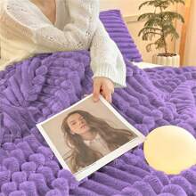 1 件纯色可爱毛绒毯，柔软亲肤毛绒毯，多尺寸、多功能毯，适用于旅行、空调、夏季、床、沙发、户外、办公室、卧室装饰、全年使用，是送给朋友和家人的完美礼物 - 彩色 - 查看 7