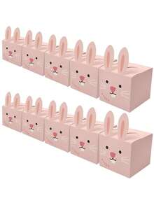 30 Pcs Easter Gift Container Easter Goodie Holder Mini Easter Basket Easter Gift Bags Bunny Easter Basket Rabbit Bunny Dessert Plates Easter Candy Container Paper Round Alien - Pink Bunny - View 4