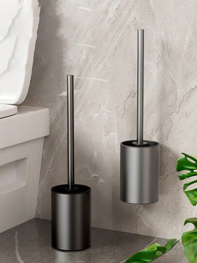 1 Pezzo Set Spazzolino Da Bagno In Alluminio Spazio Con Nessun Angolo Morto, Da Parete, Stile Di Lusso, Per Pulizia Bagno D' Casa