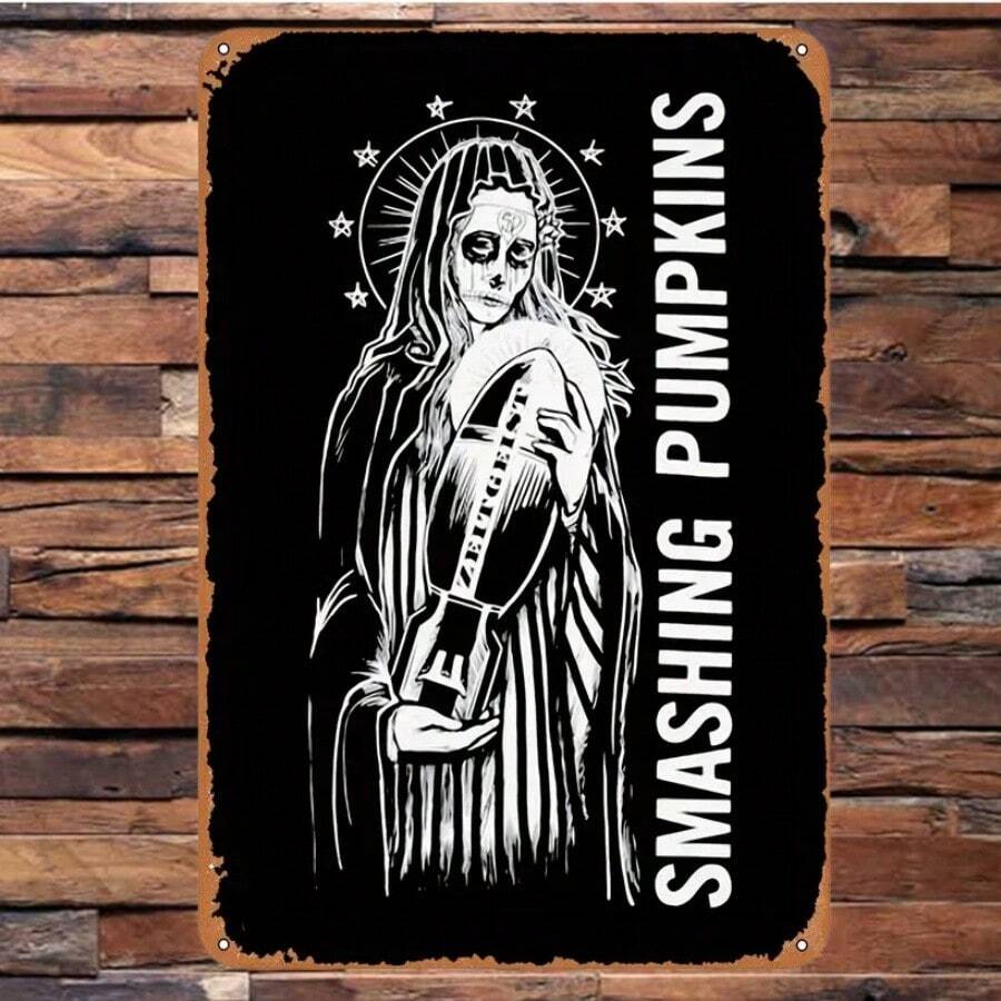 Metal Tin Sign For Smashing Pumpkins Band, Retro Art Decor Wall Decor, 8X12 Inch - Color Mixing - View 1