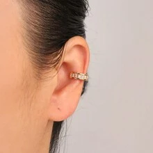 Còng tai In Vàng 18K Đối với phụ nữ Khối Zirconia  Tai Khúc xương Kẹp Đối với Quý cô , Cô gái - Lấp lánh Kim cương giả kẹp vào Bọc Hoa tai Pierced - Khuyên tai kim cương vuông - Xem 5