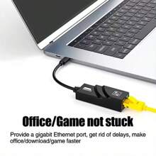 Adaptador De Red Ethernet Gigabit Usb 3.0, Adaptador Lan Con Cable Sin Controlador Compatible Con Tv, Computadora, Teléfono Y Dispositivos De Interfaz Rj45 - Negro - Ver 4