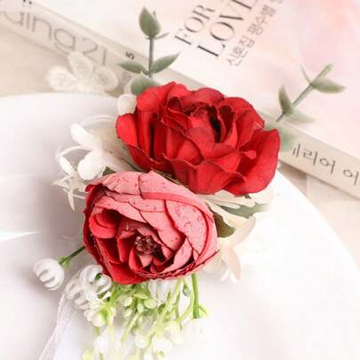 1 件西式新娘腕花/伴娘胸花面料仿真腕花最佳礼物、婚礼装饰、家居装饰、房间装饰派对礼物