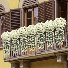 2 chiếc hoa treo nhân tạo, cây treo giả, hoa violet, vòng hoa leo cho gia đình, trong nhà, ngoài trời, sân, hiên, trang trí đám cưới, ngày lễ tình nhân, quà tặng - trắng - Xem 7