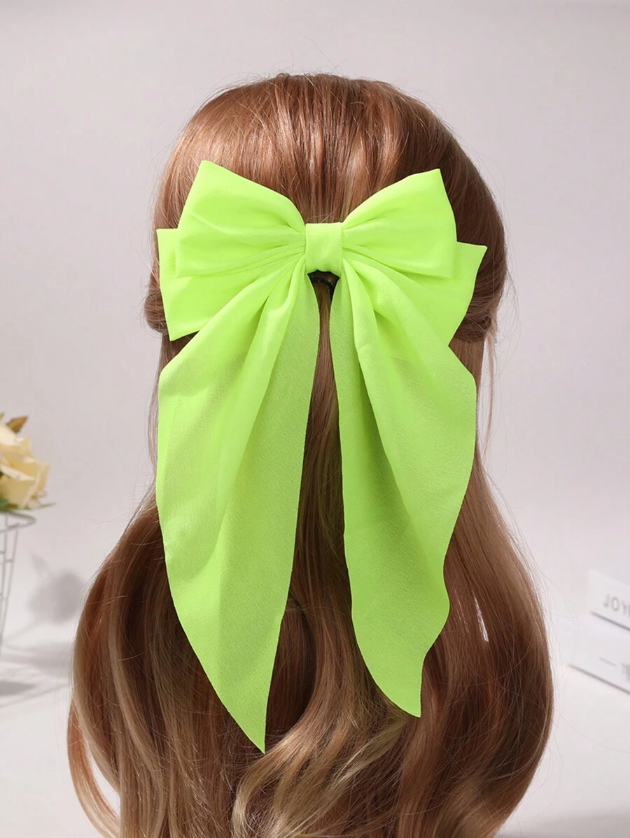 1pc Women's Small Hair Clip With Bowknot & Ribbon Design Details Cute Valentine's Day Valentines,Hair Accessories,Hair Barrettes Hair Clips Claw Clips Hair Claws, School Stuff, Elegant, College, Bows - Lime Green - View 1