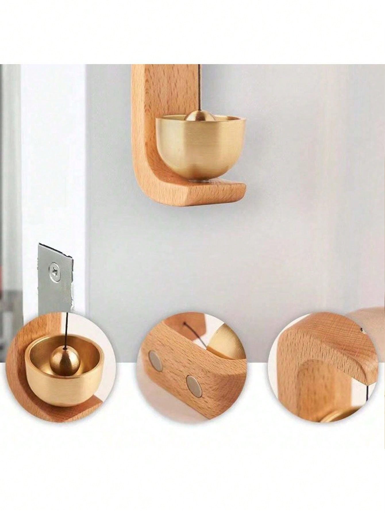 1pc Home Hanging Doorbell Reminder Bell With Yellow Brass Wind Chime, Suitable For Entrance Door