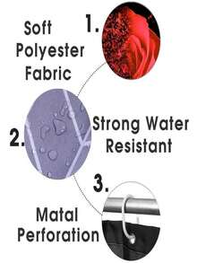 YBLZGCN 家居裝飾防水浴簾套裝,帶12個掛鉤馬桶蓋座浴室地墊不滑毛毯聚酯織物窗簾浴室配件 - 彩色 - 查看 7