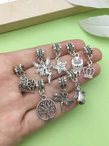 15/20pcs Mixed Antique Silver Alloy European Style Pendant Bracelet Spacer Charm DIY Pendant For Bracelet Necklace Jewelry Making Crafts Accessories Jewelry Supplies - Silver - View 2
