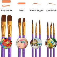 10入組尼龍針織油漆刷，適用於壓克力和手工藝品油漆，兒童水彩畫面部和細節繪畫 - 多色 - 查看 4