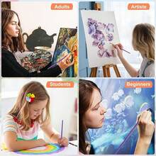 10入組尼龍針織油漆刷，適用於壓克力和手工藝品油漆，兒童水彩畫面部和細節繪畫 - 多色 - 查看 6