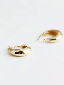 1 đôi Đơn giản & Thanh lịch S925 Bạc nguyên chất Hình móng ngựa Vòng khuyên tai , không gây dị ứng , Thiết kế mặt trăng , Ngày lễ Mẹ Qủa tặng - Vàng - Xem 4