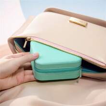 1pc Portable Palm Shaped Jewelry Box With Customized Logo, Minimalist Travel Storage Organizer For Rings, Earrings, Necklaces - Black - View 9