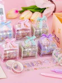 1 Miếng Trong suốt Thú cưng Khóa zip Cái túi Đối với Viết nhật ký & Làm sổ lưu niệm , Phim hoạt hình sáng tạo Hình dán , Trang trí Băng washi Hộp Quà Bộ Đối với Sinh viên - Nhiều màu - Xem 1