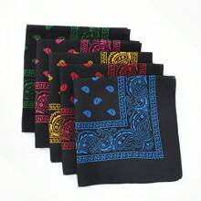 1pc Men's Bandana Head Wrap, Hip Hop Multi Use Square Scarf, Sweat Absorbing Headband, Paisley Silk Scarf - Red - View 2