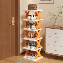 1pc Simple Multi-Tier Shoe Rack, Space-Saving Assembled Plastic Shoe Storage Organizer, Dust-Proof Home Use