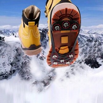 1 Pair Anti-Slip Ice Gripper Cleat Shoe Covers, 8-Teeth Traction For Snow, Ice, Mud, Fishing
