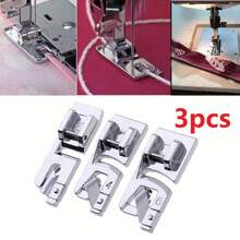 3pcs/Set Narrow Rolled Hem Sewing Machine Presser Foot Set, Suitable For 3mm, 4mm, 6mm, Compatible With Household Multifunctional Sewing Machine - Silver - View 1