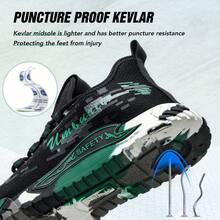 Chaussures De Travail Pour Hommes Avec Embout En Acier Et Semelle En Caoutchouc Antidérapante, Été, Faciles À Porter - Vert - Voir 5