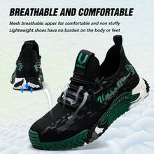 Chaussures De Travail Pour Hommes Avec Embout En Acier Et Semelle En Caoutchouc Antidérapante, Été, Faciles À Porter - Vert - Voir 7