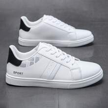 Zapato Deportivo Casual Para Hombre, Zapatillas Antideslizantes Para Estudiantes, Estilo Blanco Todo Combinable Para Las Cuatro Estaciones - Blanco - Ver 3