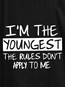 Young Boy Casual Slogan Print Short Sleeve T-Shirt, Summer