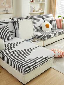 1 Miếng Bốn phổ cập Chenille Bọc đệm Ghế sô pha , Phong cách Mềm mại & Làn da thân thiện Đàn hồi Bọc ghế sofa , Chống xước Màu thuần Vải phủ Sofa Phù hợp Hình chữ L Sectional Sofa Và 1/2/3/4 Chỗ ngồi Sofa ( Riêng biệt ) - Màu xám đen - Xem 6