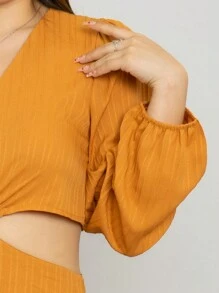 Beautiful Summer Fashion Palazzo With Solid Color, Side Cuts And Texture - 橘色 - 查看 5